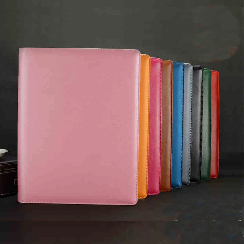 

A4 PU leather portable document bag portfolio manager file folder with binder business briefcase conference folder 6 colors 645