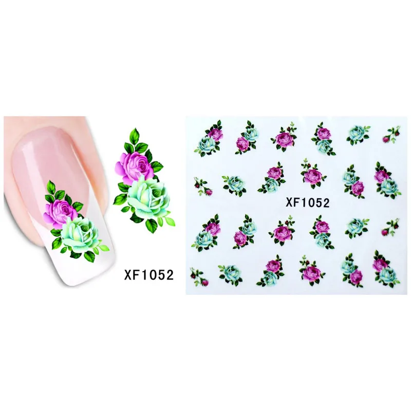 Розовый дизайн переводные наклейки для ногтей переводные наклейки для женщин и девушек инструменты для маникюра наклейки для ногтей - Цвет: XF1052