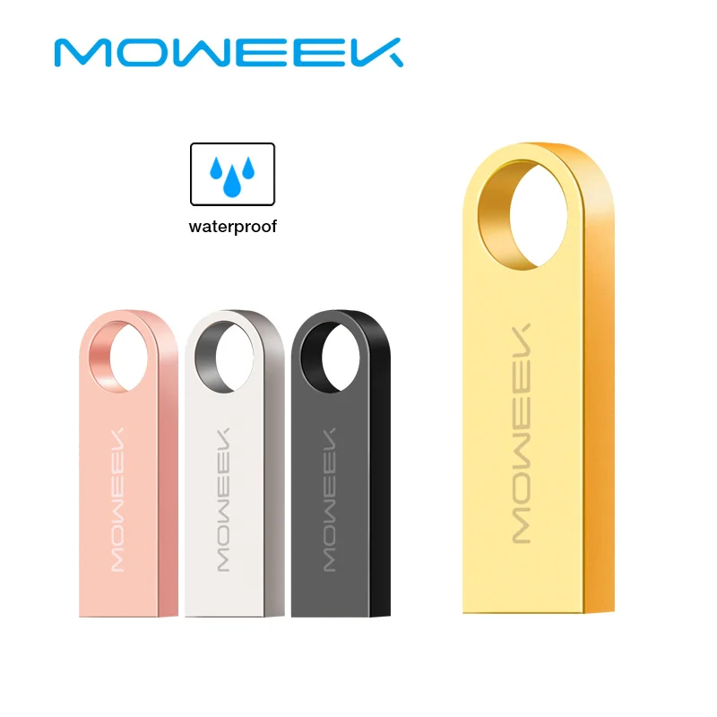 Moweek USB Flash 64 GB 32 GB 16 GB 8 GB 4 Гб Флеш накопитель 128 GB флешки Водонепроницаемый Металлический USB 2,0 Flash Drive cel usb stick для подарка