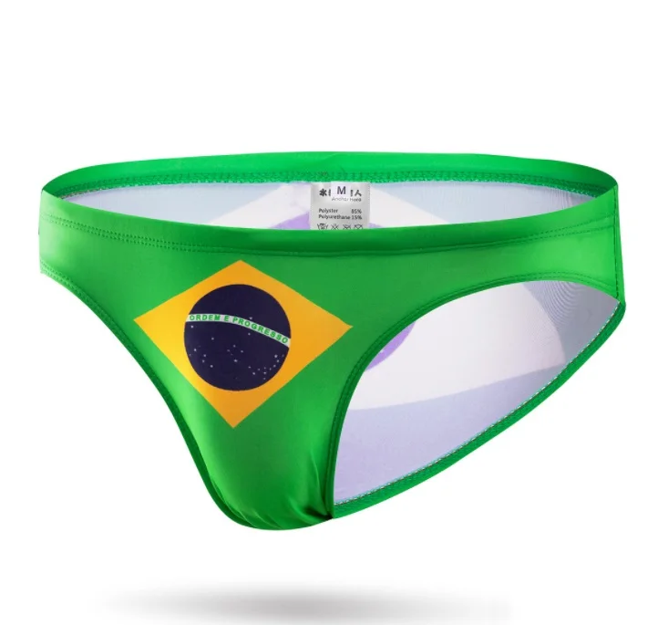 National flag print swimwear men sexy low waist tight swim briefs shorts swimming pool men swimsuit bikinis Small Size