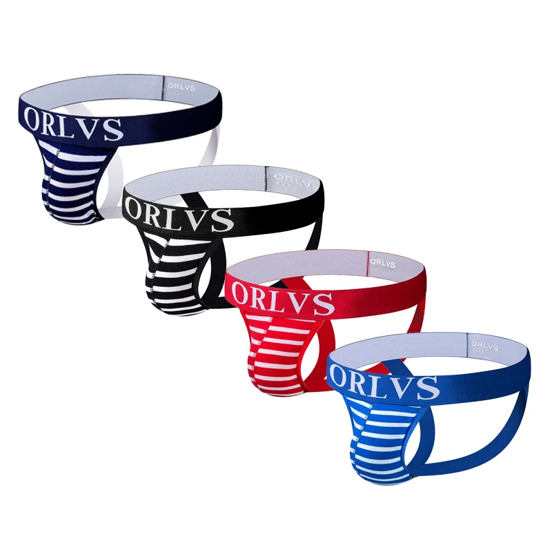 

ORLVS Brand 4PC/LOT Gay Men Underwear ORLVS Jockstrap Sexy Gay Men Underwear Thong Men G String Men Thong Homme Tanga Jockstrap