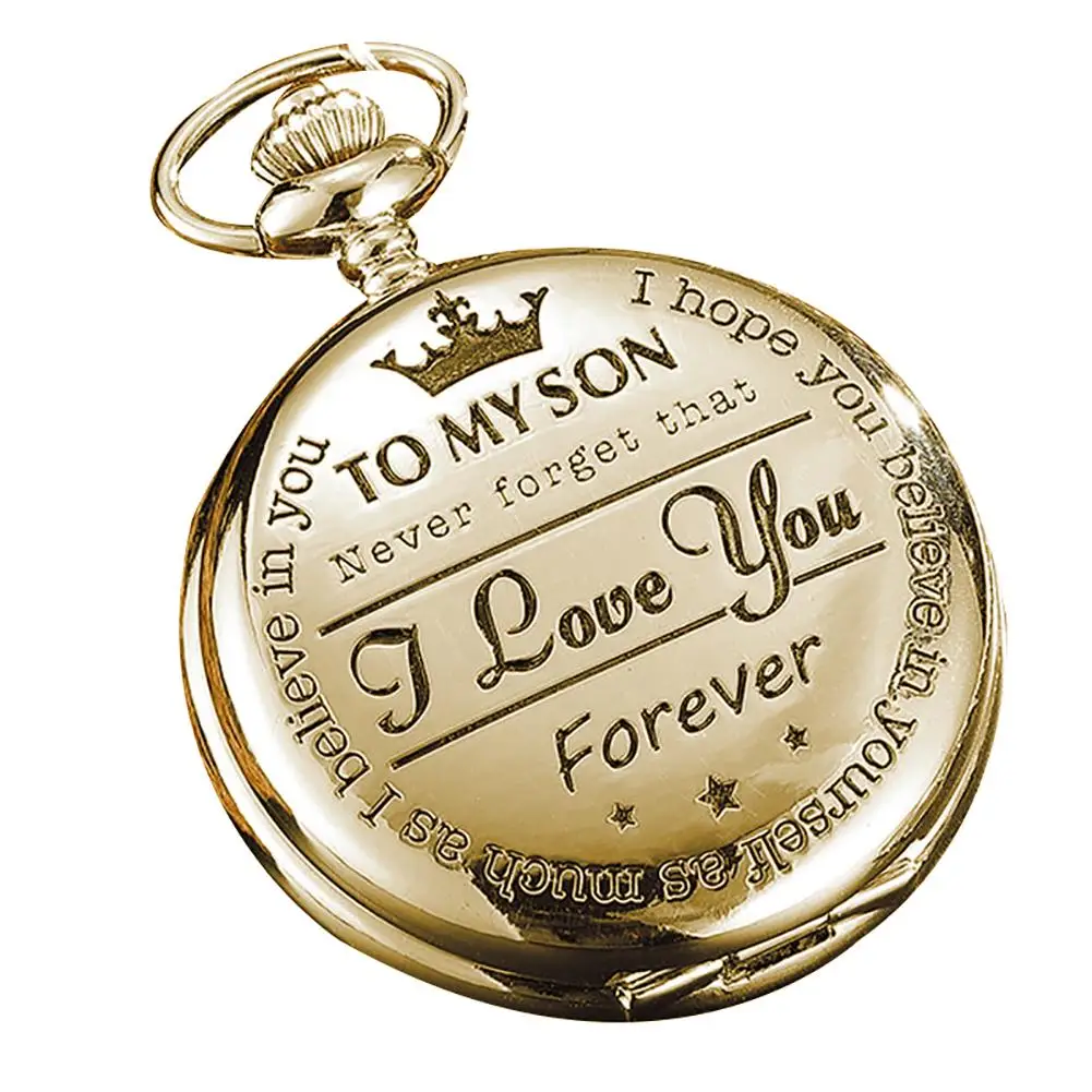

Retro Love You Forever Letter Carved Large Round Dial Quartz Pocket Watch Gifts