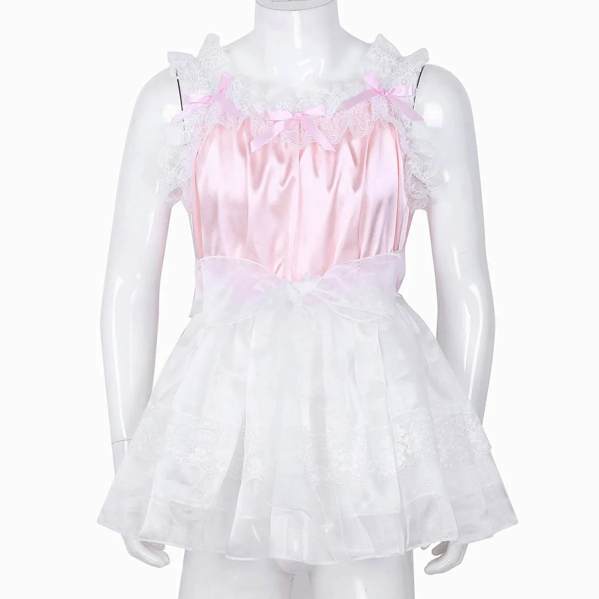 Iiniim взрослая детская мужская Sissy Babydoll Crossdress гофрированное кружево тюль платье с