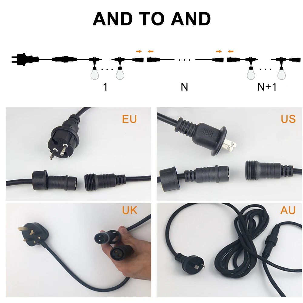 Водонепроницаемый 7 м 10 м 15 м струнные светильники для помещения и улицы коммерческого класса E26 E27 уличный сад патио задний двор праздничное освещение гирлянда