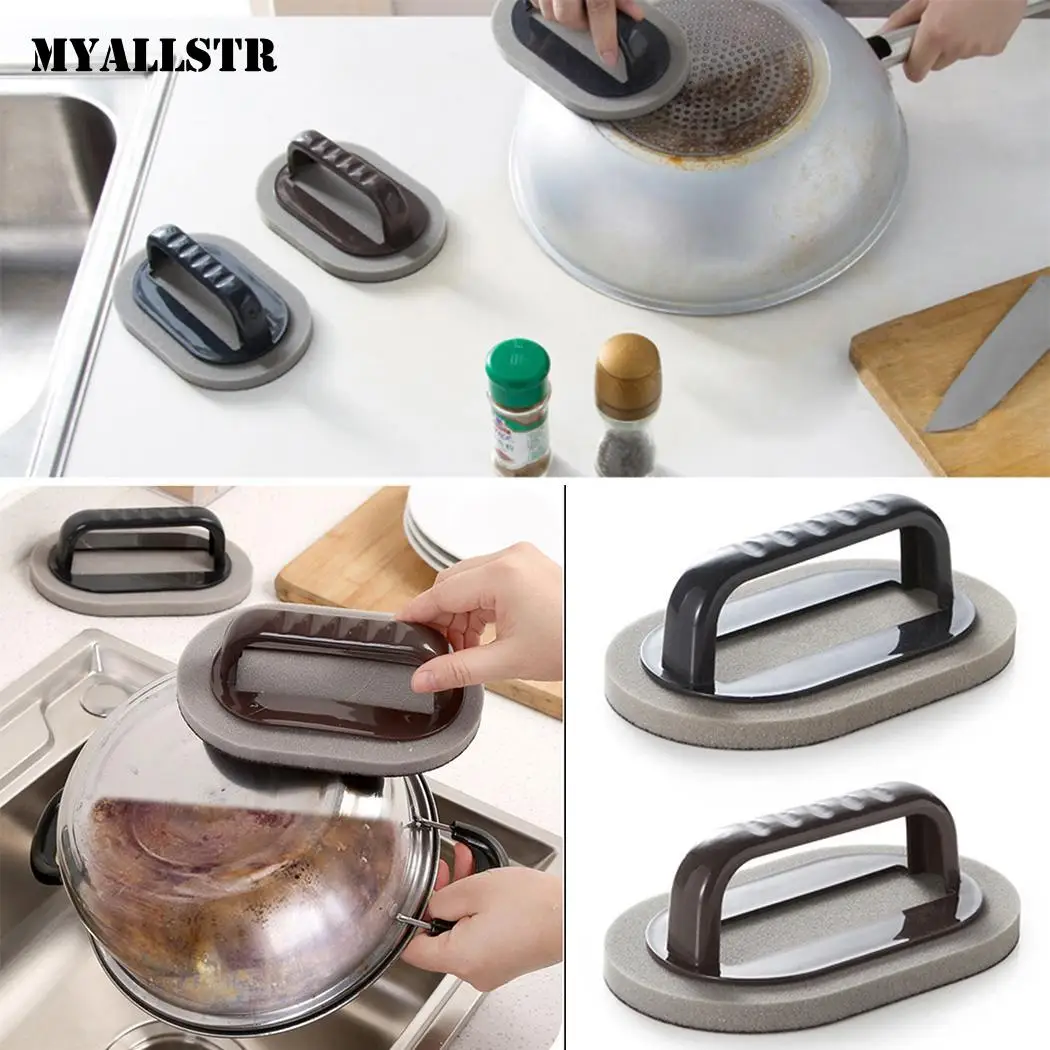 

New Kitchen Emery Sponge Strong Cleaning Power Brown, Black about 45g Pot Cleaning Wipe Tool