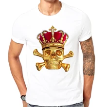 Novelty Fashion print t-shirt Gold Skeleton King Fashion white t-Shirt Comfortable Tops New Summer T-Shirt Cool Men Summer Shirt
