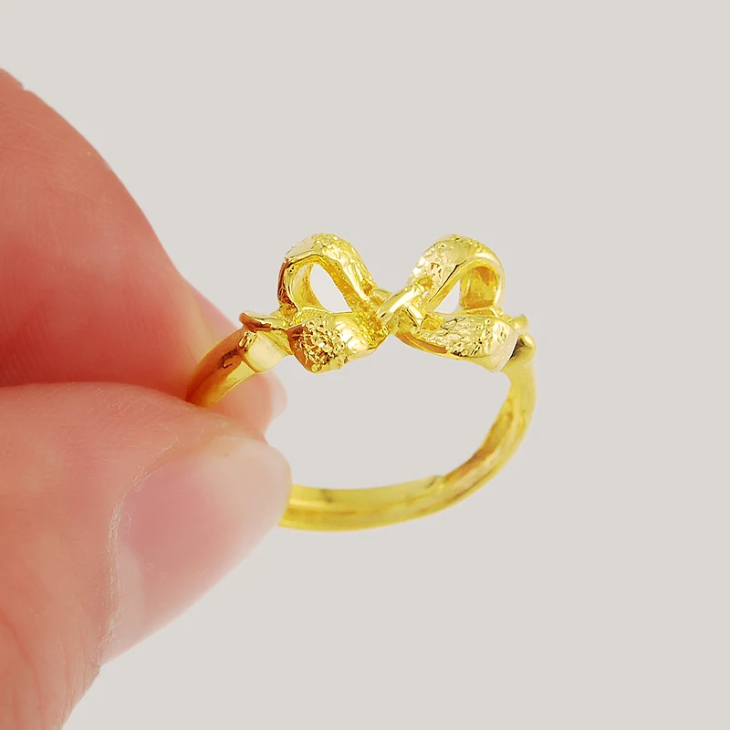 Римское царство 24 k позолоченное кольцо бантик для женщин модное свадебное