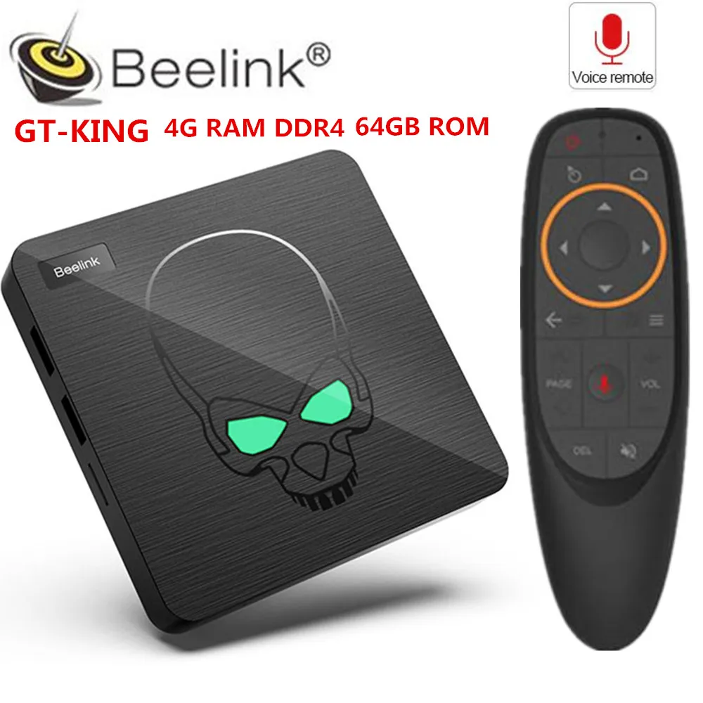 ТВ-приставка Beelink GT-King Android 9 0 Amlogic S922X 4 Гб DDR4 64 rom голосовой пульт дистанционного