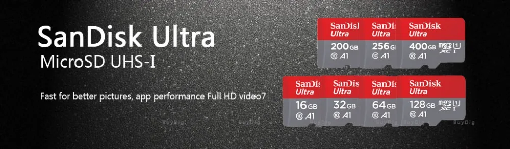 Карта памяти SanDisk A1 Micro SD, 16 ГБ, 32 ГБ, 64 ГБ, 128 ГБ, MicroSD, 100 м/с Uitra C10, TF карта, 200 ГБ, 256 ГБ, 400 ГБ, cartao de memoria