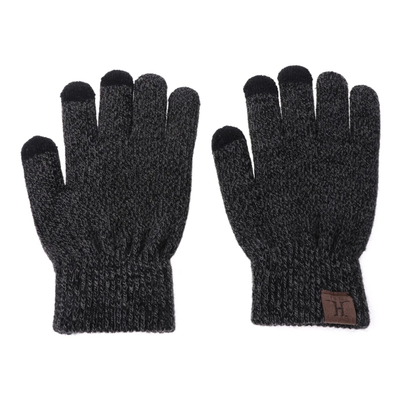 2018 зимние унисекс Для женщин Для мужчин 3 шт. шапка шарф Сенсорный экран перчатки теплый комплект модные однотонные комплект акрилового