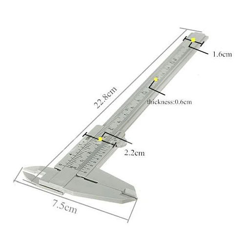 

1 Piece 150mm Mini Gauge Measurement Plastic Sliding Vernier Caliper Tool Ruler 6" Gray Micrometer Measuring Tools