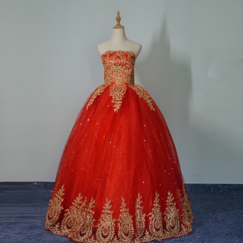 Новое бальное платье кружевное Тюлевое красное свадебное платье со шлейфом китайский стиль дешевая китайская вышивка свадебное платье