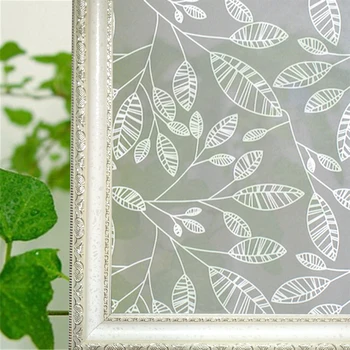 

17.7 x 78.8 inch white leaves pattern privacy window film, PVC self-adhesive decorative glass film, opaque frosted stickers