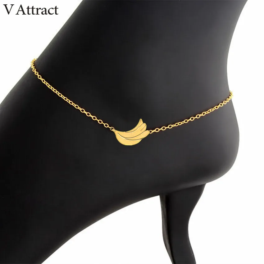 

V Attract Bijoux 2018 Tropical Fruit Jewelry Banana Anklets Women Best Friends Gift Stainless Steel Chain Bracelet Cheville