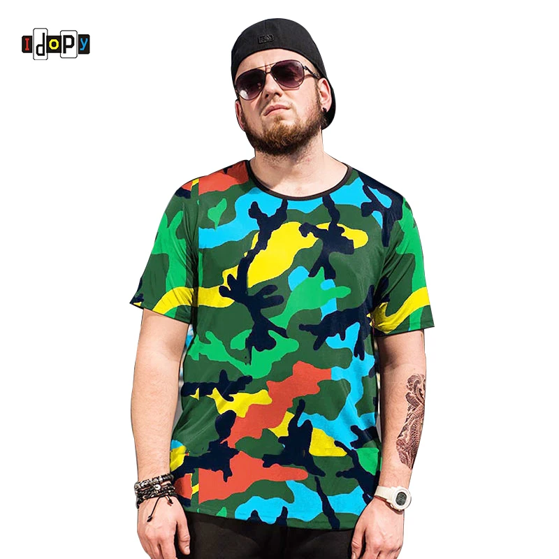 Idopy Oversized Mens Clothing 6XL T shirts Camouflage Plus Size Casual