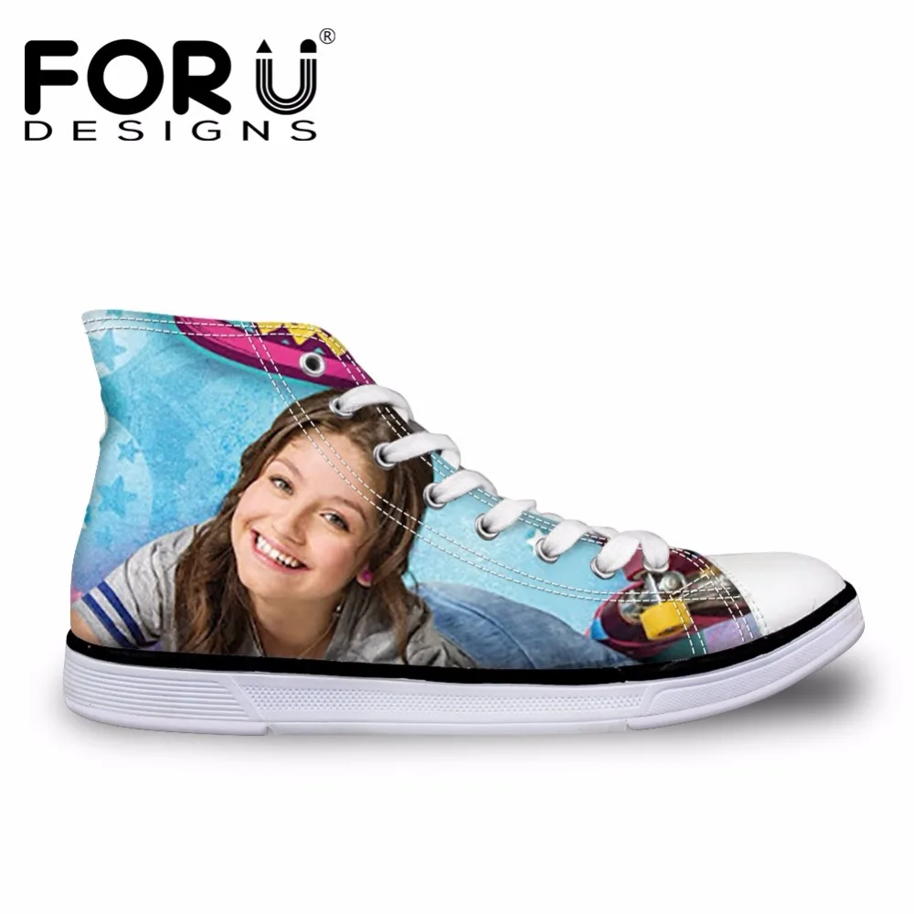 

FORUDESIGNS Soy Luna Girl Printing Women's Vulcanize Shoes Teenagers High Top Canvas Shoes for Students Fashion Summer Flat Shoe