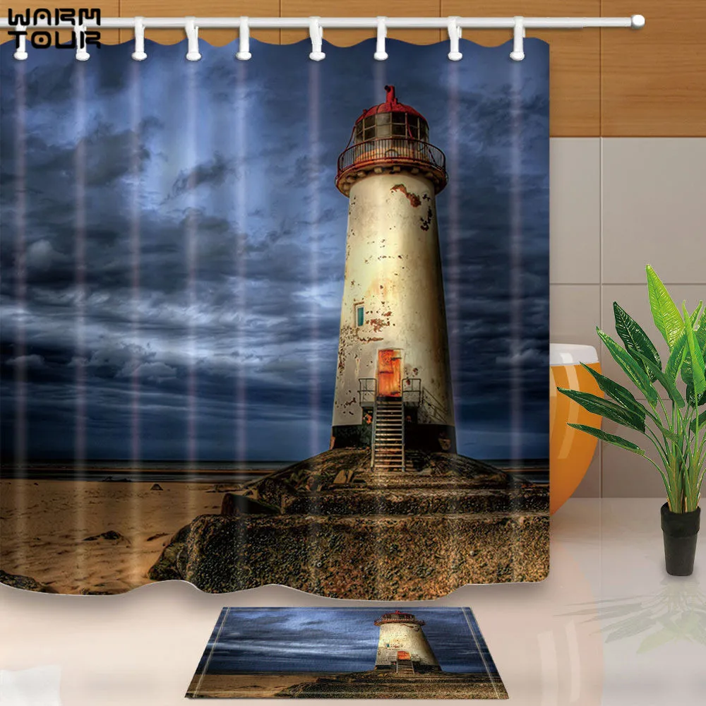Warm Tour Custom Beach Lighthouse New Decorative Waterproof Fabric