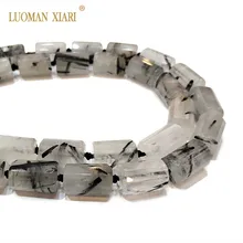 AAA+ черный Рутиловый Кварц цилиндрические граненые бусины из натурального камня для самостоятельного изготовления ювелирных изделий браслет ожерелье 11*16 мм нити 15"