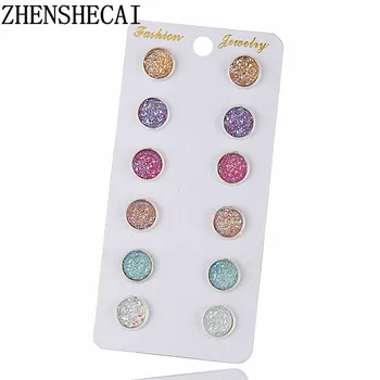 

New Fashion Crystal Rhinestone Stud Earrings for Women Girl Female Mixed 6 Colors Boucle D'oreille Pendientes Mujer e0265