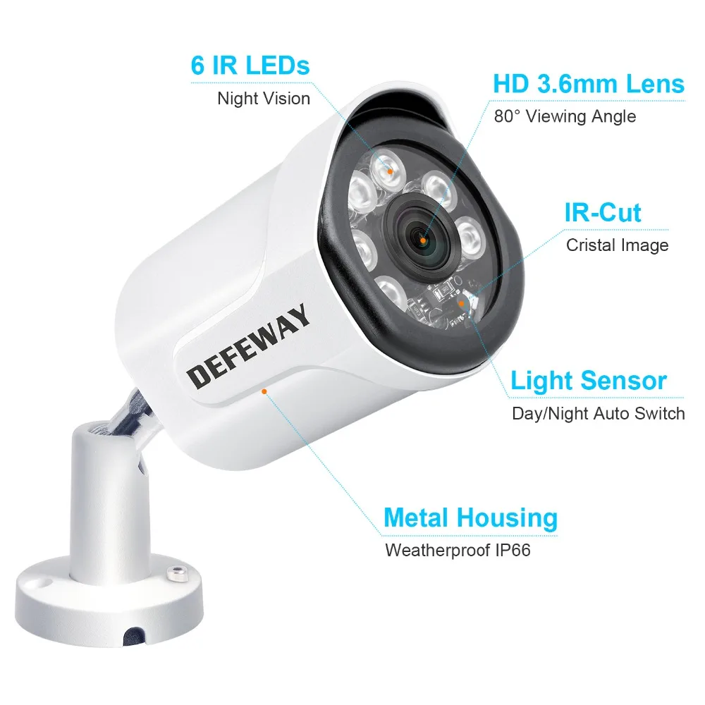 DEFEWAY 4 CH POE домашняя система видеонаблюдения HD 1080P NVR комплект с 2.0MP 2 шт POE 2000TVL 100ft ночное видение CCTV IP камеры