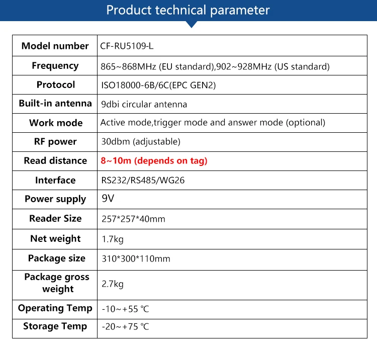 10 м uhf rfid считыватель, писатель водонепроницаемый IP65 светодио дный свет с RS232 WG26 RS485 интерфейс для парковки и склад управления