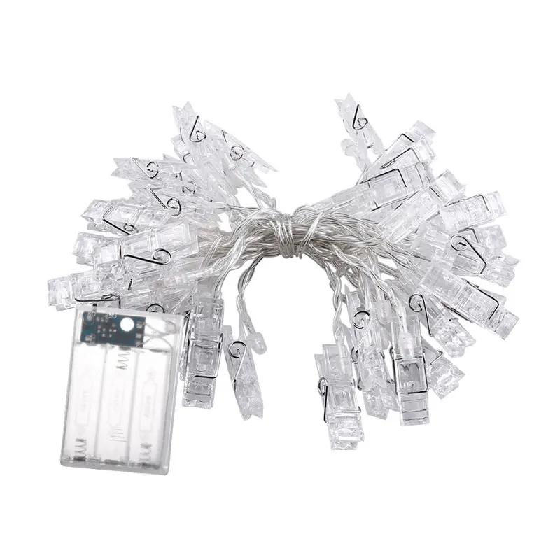 10 20 40 LED Garland Card Photo Clip Led String Fairy Lights Battery Operated Christmas Garlands Wedding New Year Decoration