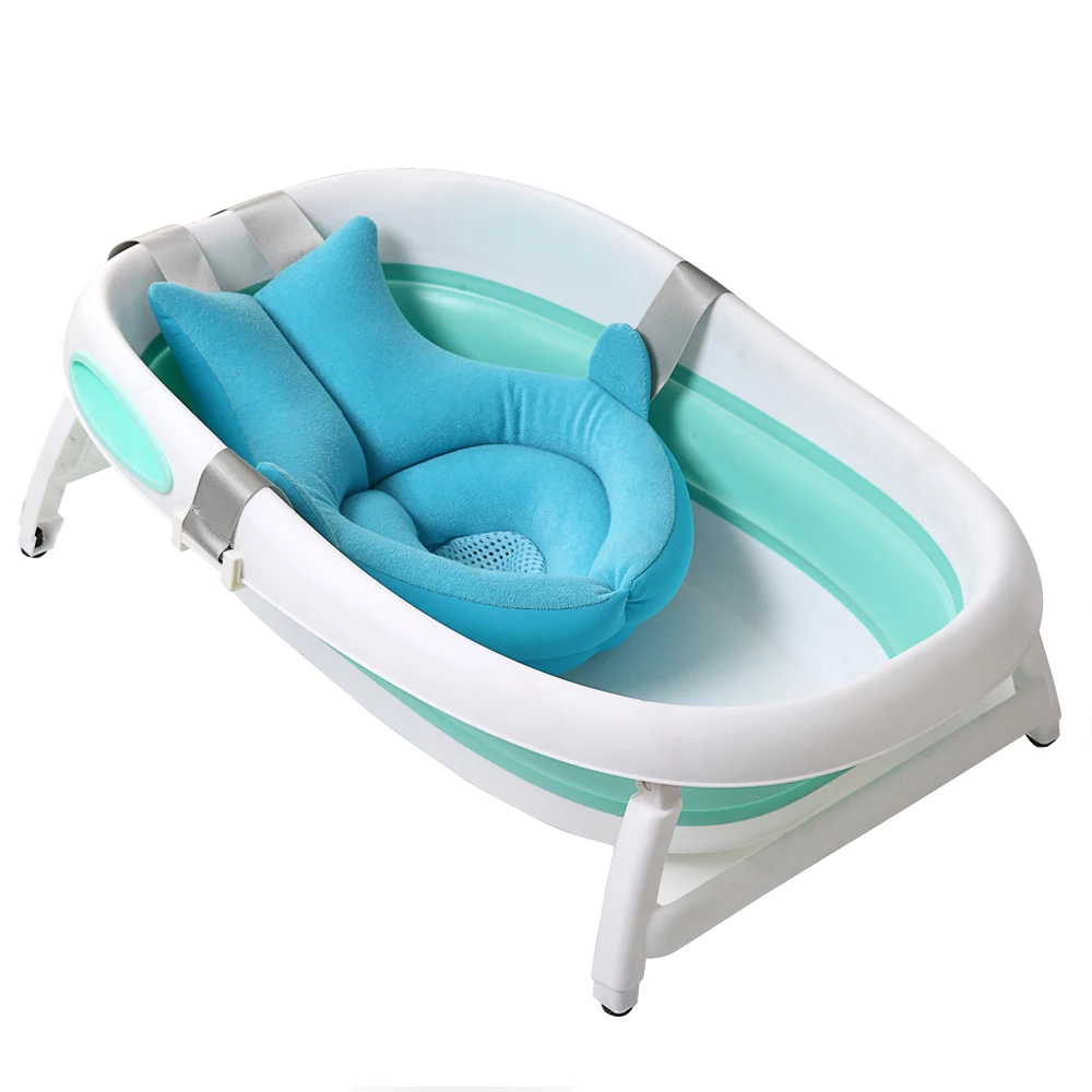 

Newborn Portable Baby Shower Bath Tub Pad Non-Slip Bathtub Mat Newborn Safety Security Bath Support Cushion Foldable Soft Pillow