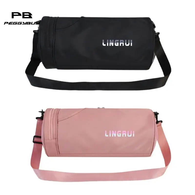 

Women Barrel-Shaped Sports Gym Shoulder Bag Large Waterproof Nylon Bags