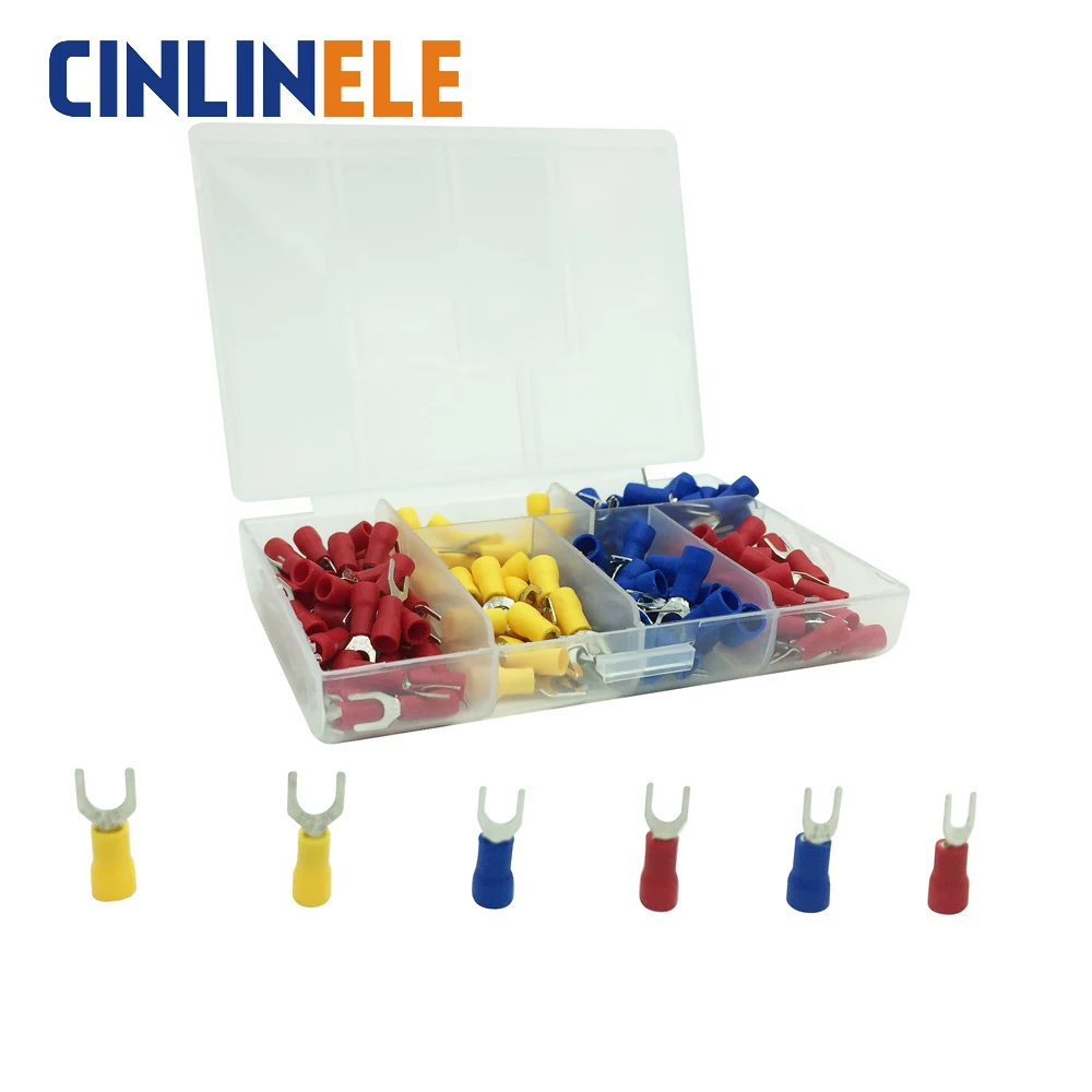 190pcs/lot 6 different Crimp Terminal Fork Spade connector kit set Wire
