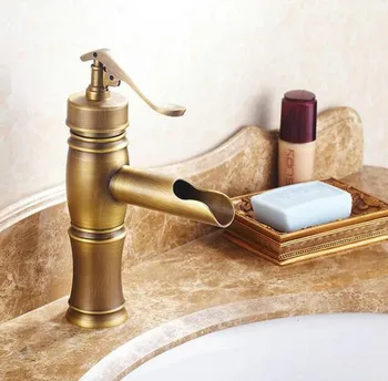 

NEW "Water Pump Look" Style Antique Brass Single Handle Bathroom Deck Mounted Faucet Vessel Sink Basin Mixer Tap anf045
