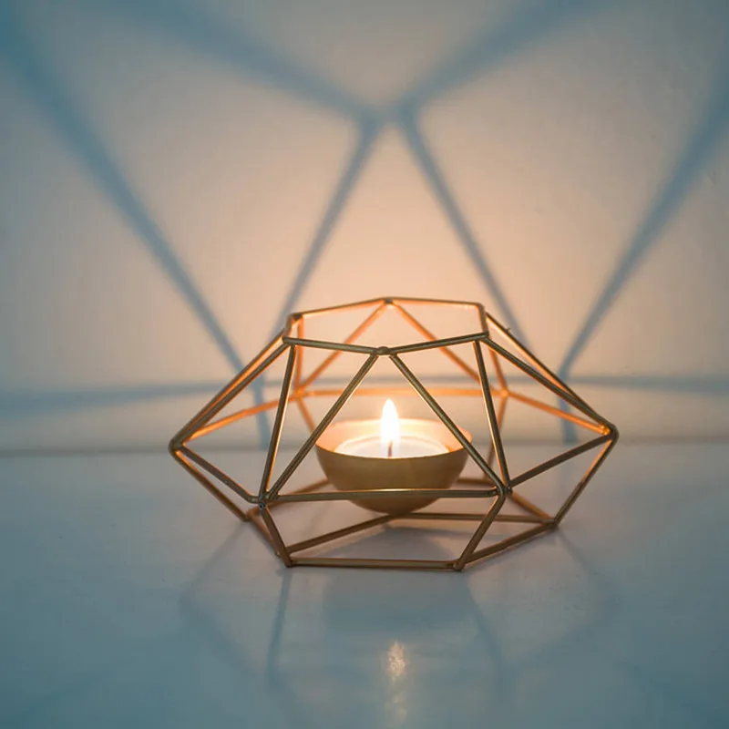 

JIUMULIANGPIN 2019 Home Decoration Craft NODIC Candlestick Creative Modern Simple Geometric Gold Candle Holder