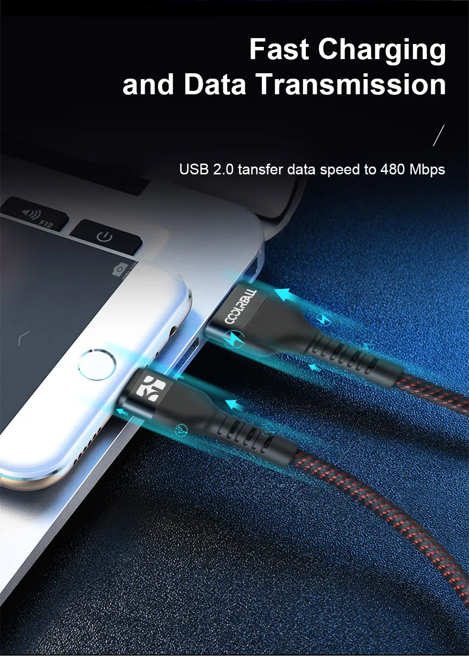 Coolreall USB для iPhone кабель Реверсивный 2.4A Быстрая зарядка для iPhone XR XS Max X 8 Plus зарядное устройство для мобильного телефона кабель для передачи данных