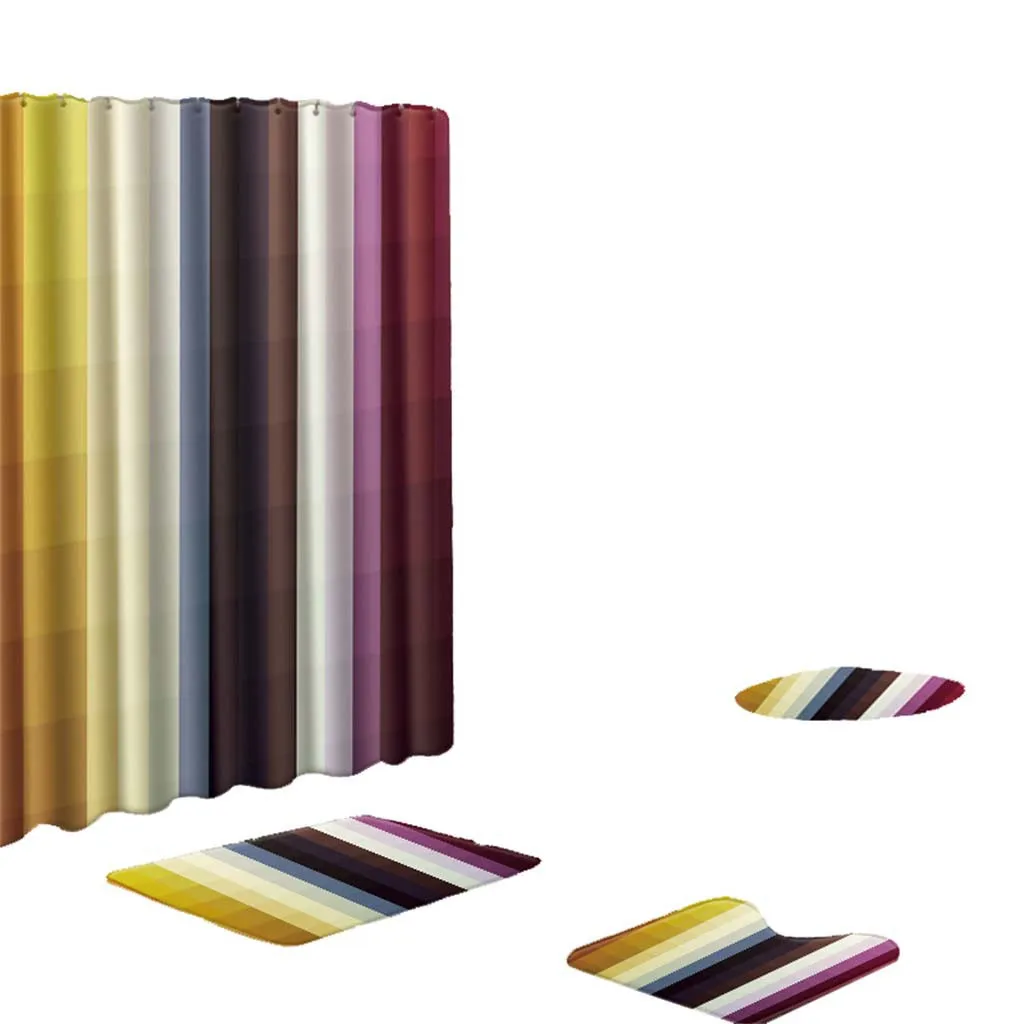 

4PCS Non Slip Toilet Polyester Cover Mat Set Bathroom Shower Curtain Odorless Nontoxic Good Ventilation Waterproof #X