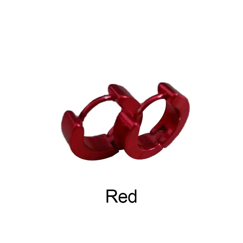 Новые модные женские серьги-кольца с цвет серебристый, Золотой Нержавеющая сталь кольца в виде капель с кристаллами в форме Для женщин Для мужчин кольца для ушей клип Цветной круглые серьги - Окраска металла: Red