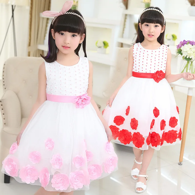 

New Pattern Princess Girl Children Sleeveless Embroidered Dress Dance Children's Day Performance Kids Clothing Mesh