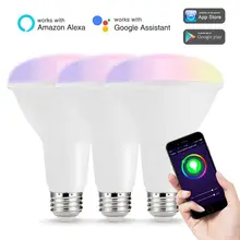 Умный светодиодный светильник, разноцветный wifi светодиодный светильник s, BR30 встраиваемый светильник с регулируемой яркостью, 75 W-80 W эквивалентный прожектор, совместимый