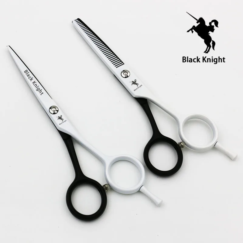 Conjunto de Corte + Desbaste Preto e Branco Polegada Profissional Cabeleireiro Tesoura Barbeiro Tesouras Alta Qualidade Personalidade Estilos 5.5 - 6 7 de corte + desbaste barbeiro tesouras alta