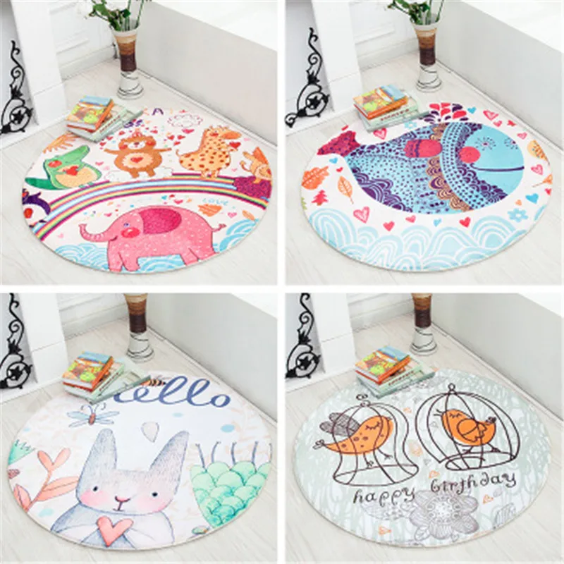 

Baby Mutifunctional Play Mats Kids Game Mats with Anti-slip Grain Home Rug Baby Crawling Round Blanket Cartoon Animal Carpet Toy