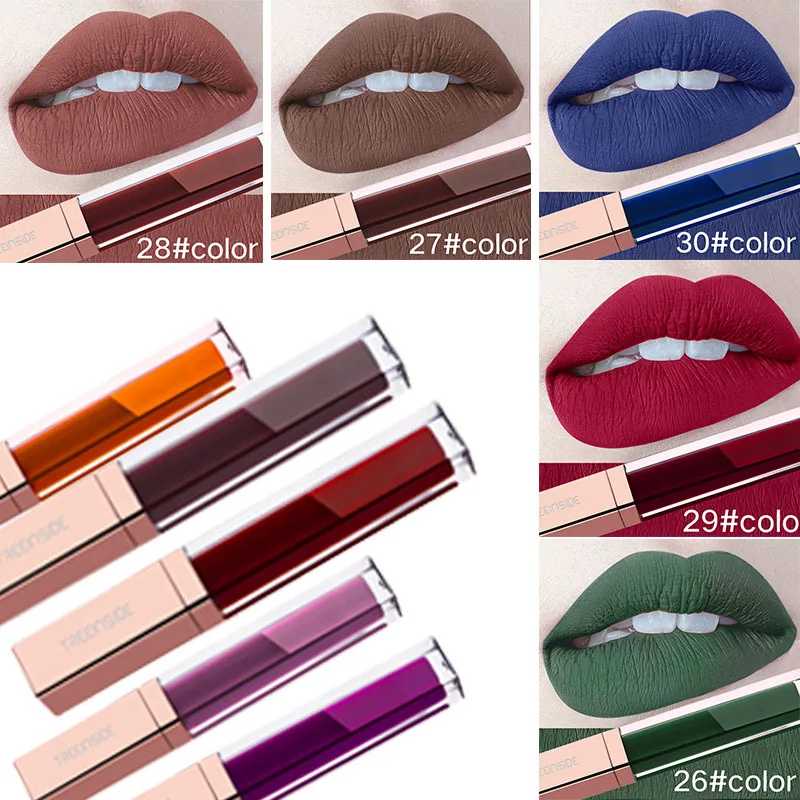 

30 color liquid waterproof lipstick matte lasting red lip lip gloss blue black nude lip makeup