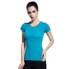 Дышащие женские летние быстросохнущие высокоэластичные спортивные топы для бега спортивные футболки сексуальные женские спортивные футболки для фитнеса