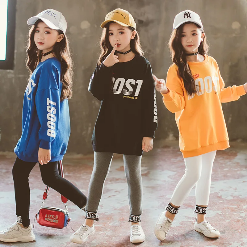 

Children's Clothes Sets New Fashion Letter Printed Long Sleeve T-Shirt + Eyelash Pants Set Two-piece Girls Clothing Sets CA176