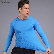 SexeMara Для мужчин с длинным рукавом Бодибилдинг спортивная рубашка для бега Футбол Обучение Футболка Для мужчин спортивная одежда Спортивная быстросохнущая фитнес