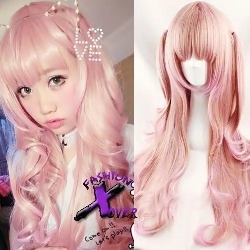 70cm Mixed Pink Long Curly Fashion Hair Wig |