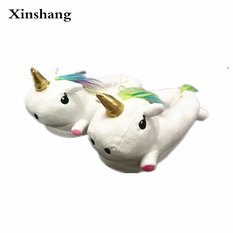

Woman Plush Unisex Unicorn Slippers Chausson Licorne Indoor at Home Infoor Indoor Slippers Fluffy Men Shoes For House Bedroom