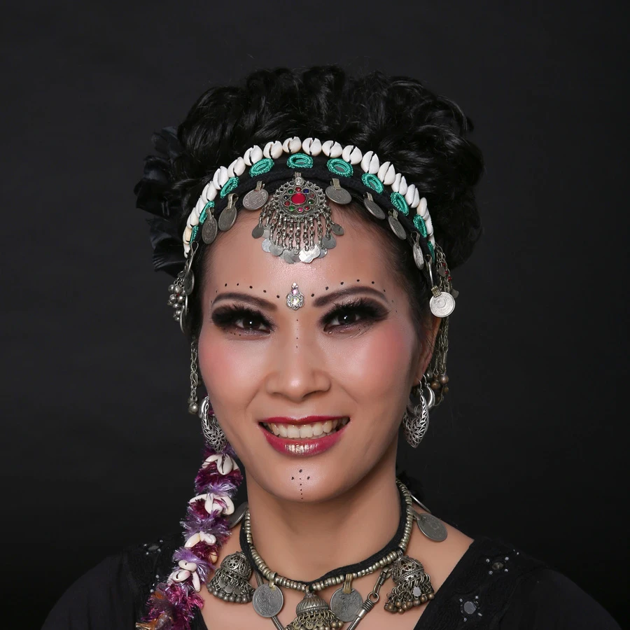 Для женщин ats Трайбал танец живота аксессуары головные повязки Винтаж национальные украшения женский головной убор Gypsy головные цепи