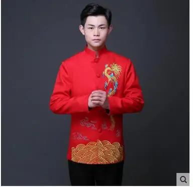 Новая мода классический стиль мужчины Феникс шоу кимоно мужчины cheongsam Тан винтажная одежда куртка - Цвет: Белый