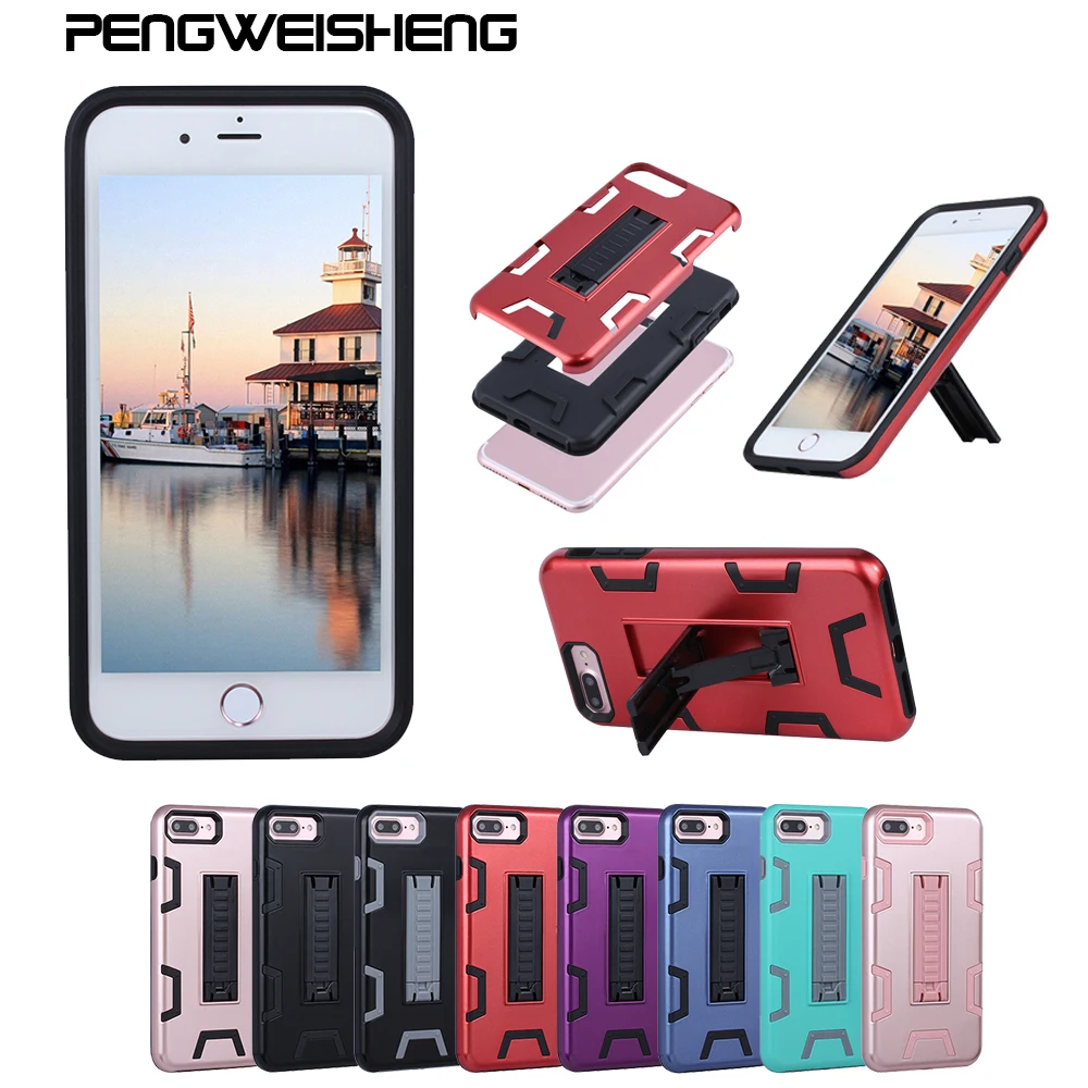 PENGWEISHENG For iphone 7 7plus Fashion Protector Case Shockproof Case  Silicone +PC Cover  Protector Case For iphone 8 8 PLUS