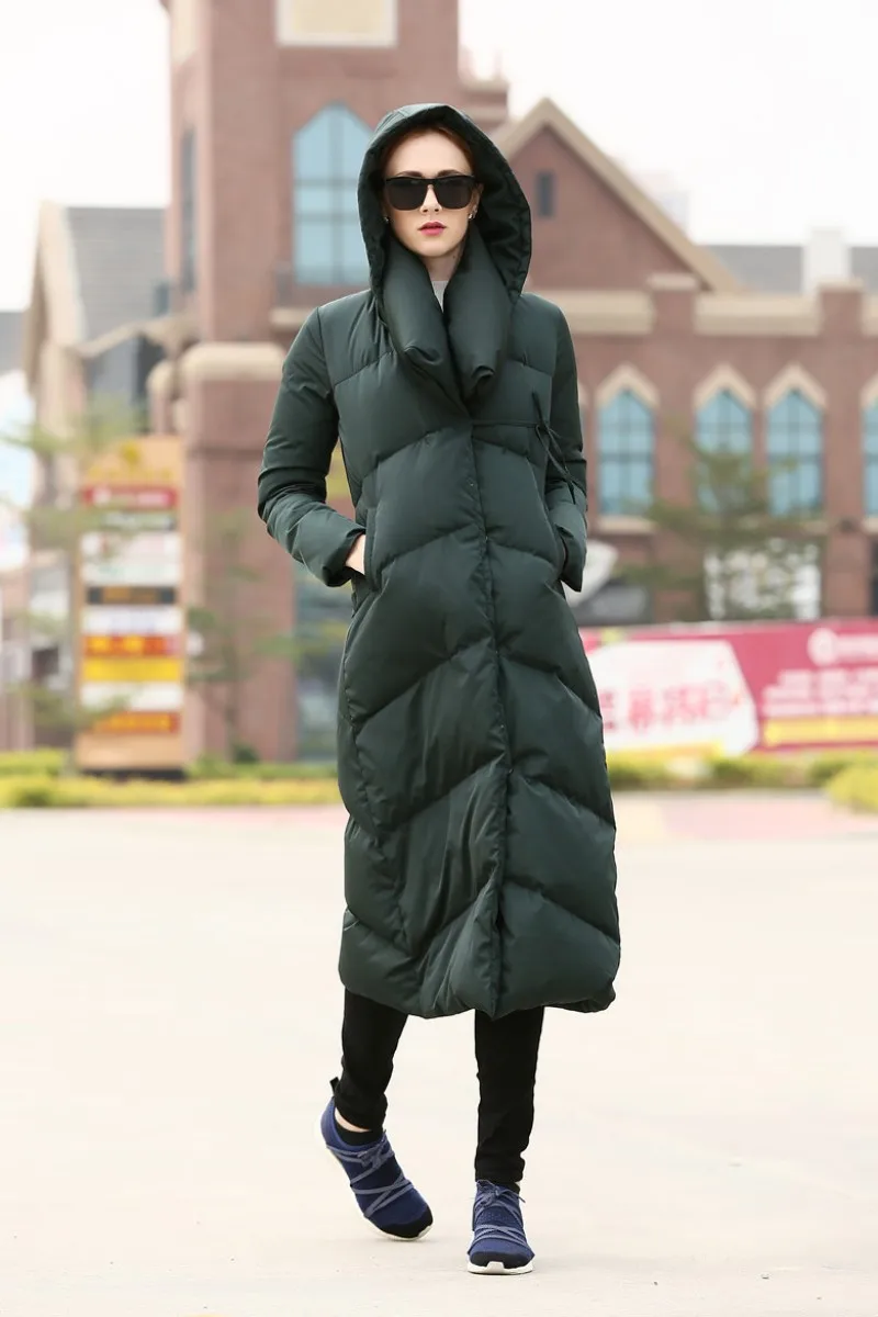 Итальянский дизайн, супер длинный женский пуховик с большим воротником, плотное белое пуховое пальто с капюшоном, большие размеры, женские куртки, верхняя одежда, пальто