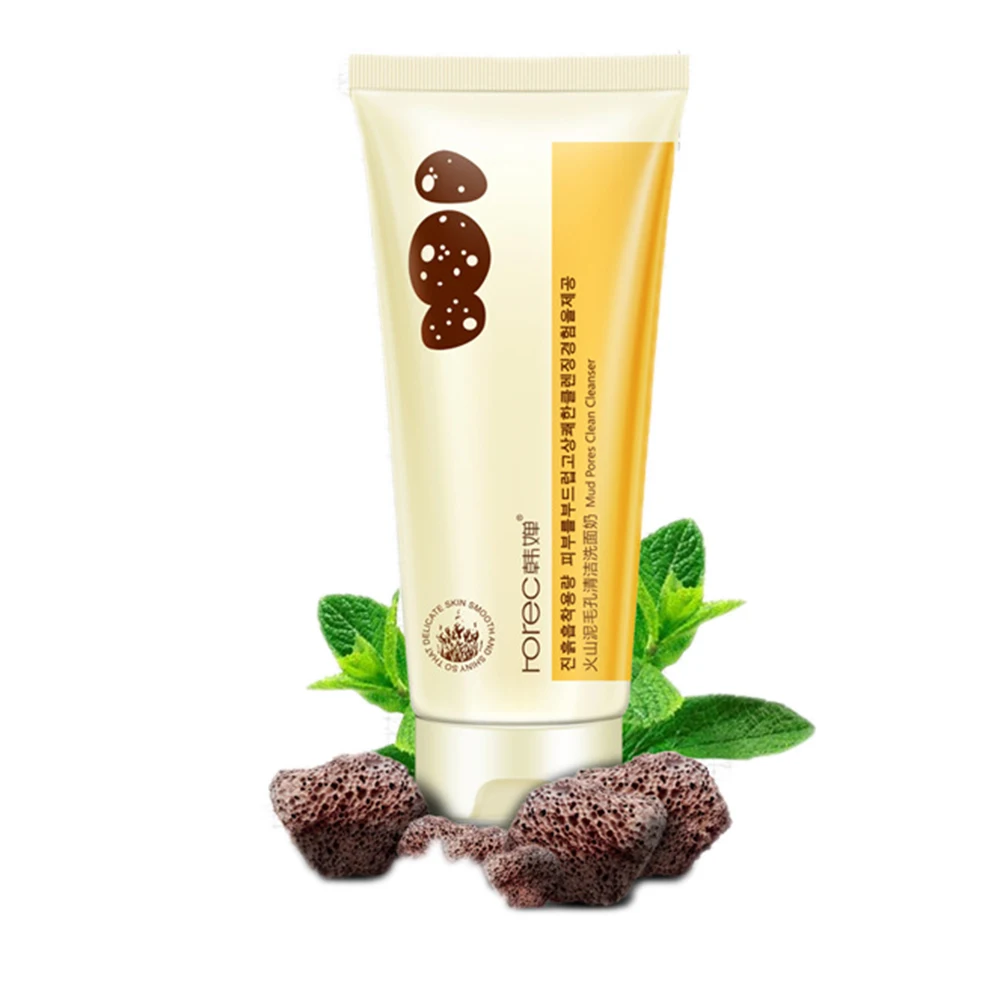 

Volcanic Mud Facial Cleanser HANCHAN Face Skin Cleansing Rich Foaming Cleanser Moisturizing Oil Control