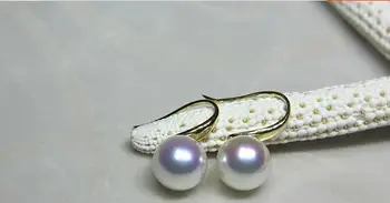 

18k gorgeous 9-10mm south sea round white pearl earring